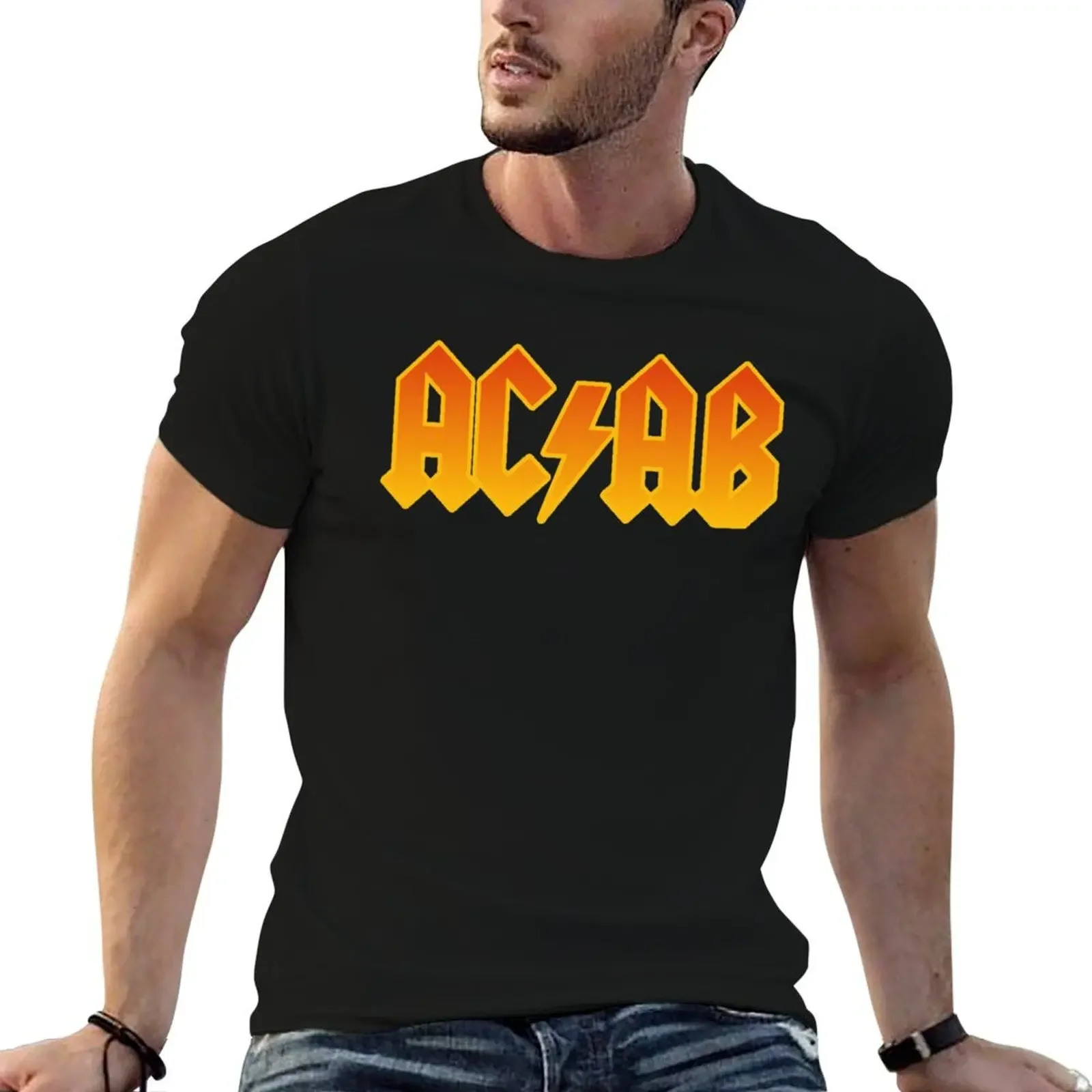 ACAB - стиль AC/DC футболка с градиентом футболки аниме эстетичная одежда черные