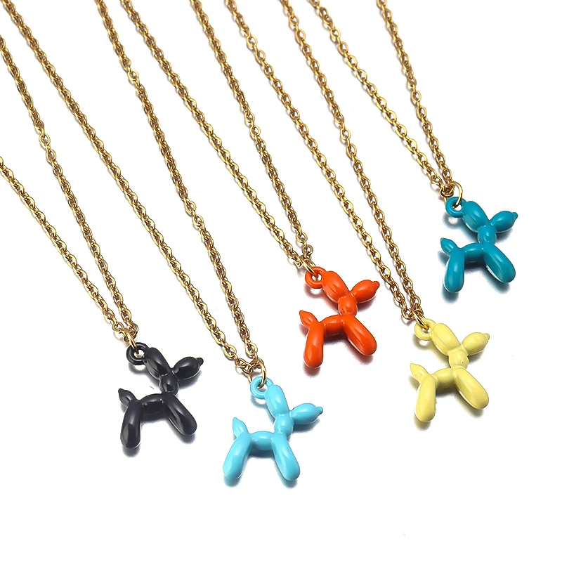 Сплав спрей краска Блестящий пузырь собака Коллекция ожерелье из нержавеющей