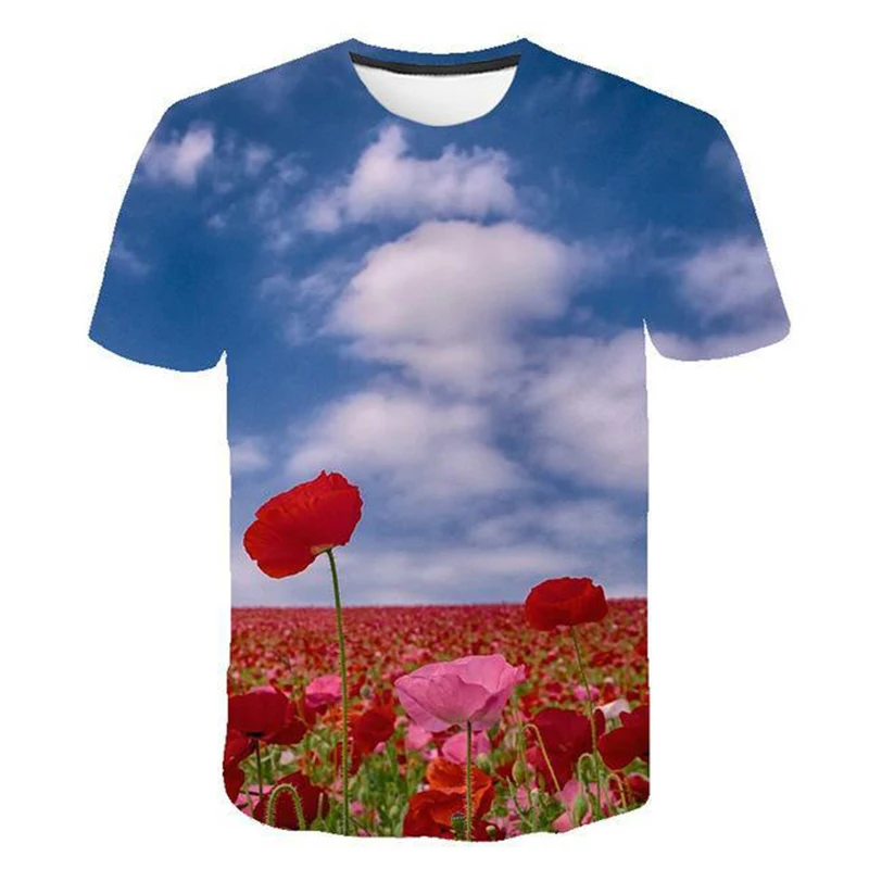 

Summer Tulip Flower Floral 3D Print T-shirt Women Men Oversized Y2k Tops Tees Casual T Shirts Woman Girls Streetwear Clothing