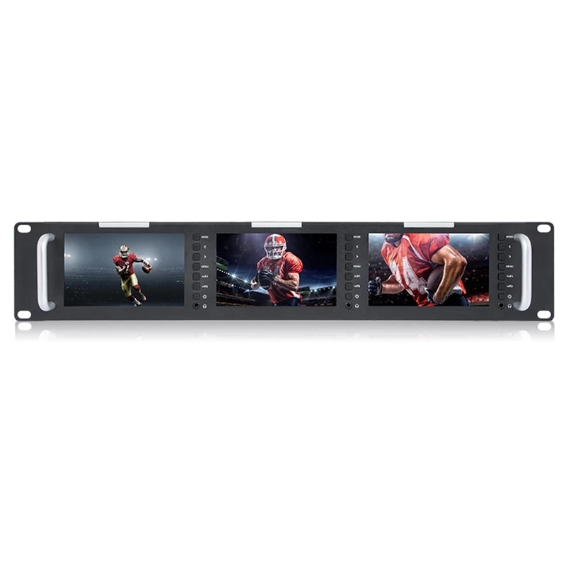 

Feelworld T51 Triple 2RU 800x480 Broadcast LCD Rack Mount Monitor Triple Screens for Dslr with 3G-SDI HDM AV Input and Output