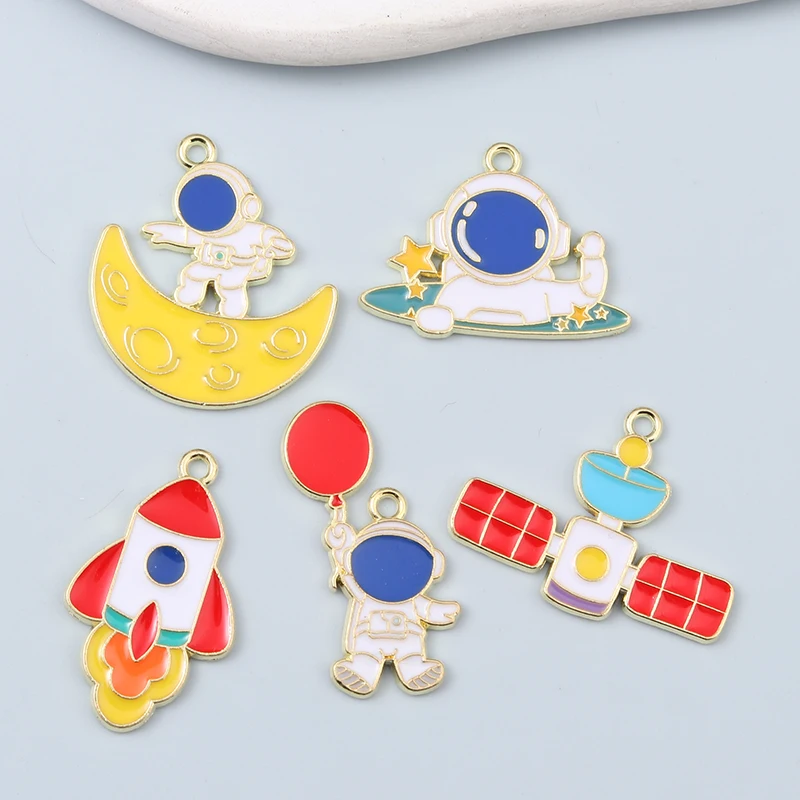 10 шт., эмалевые Подвески в виде космонавта