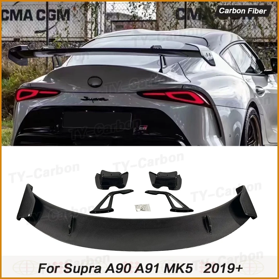 Фото Для Toyota Supra MK5 A90 A91: задний спойлер из настоящего карбона, гоночное крыло GT, обвес, 2019+ FRP №1