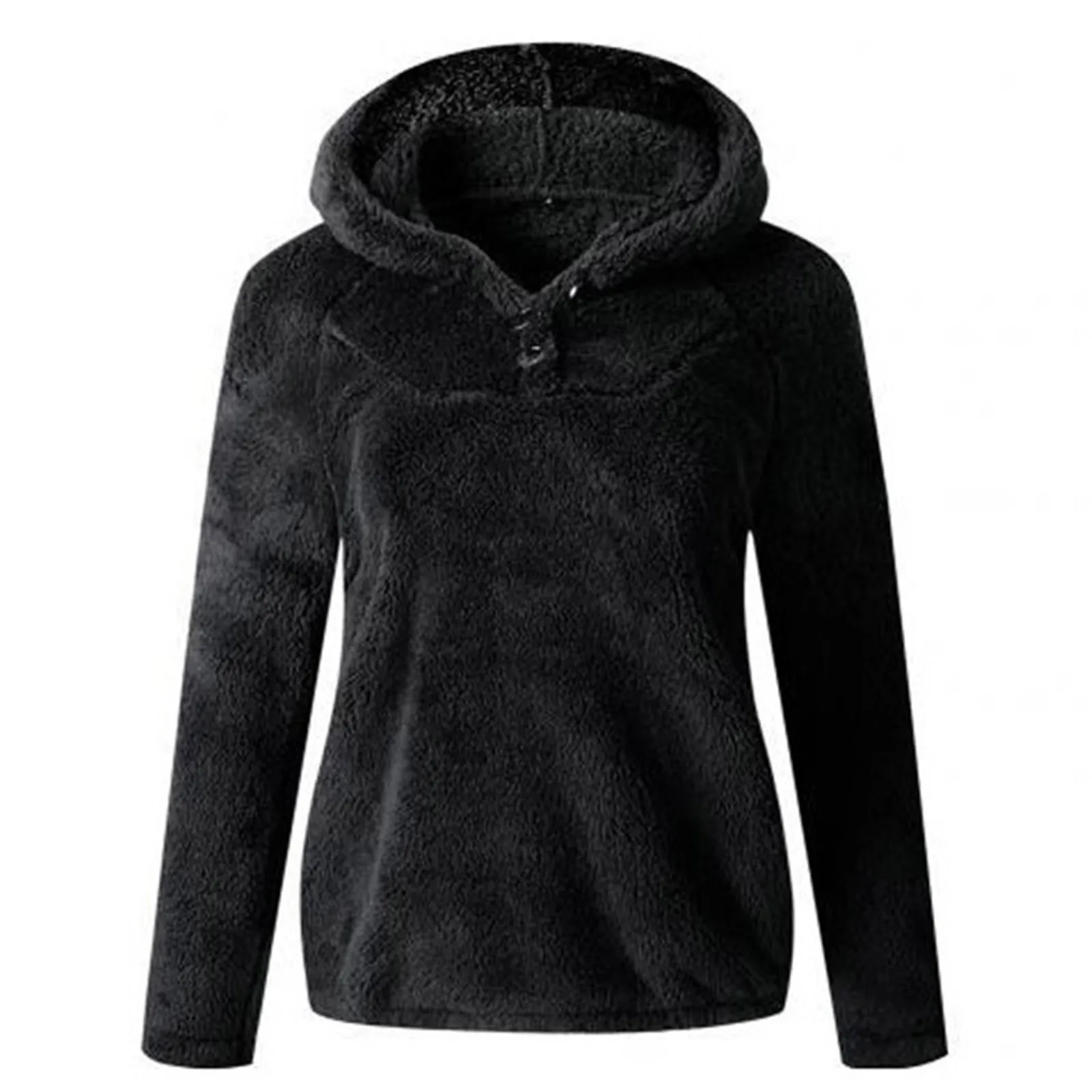 

Women's Autumn And Winter Fashion Women's h Hooded Pocket Long Sleeve Lamb Thickened Sweater Pullover Hoodie for Women
