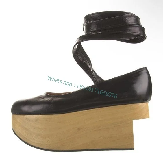 Women Wedges Round Toe Lolita Cute Shoes Ankle Strap Platform Dress Sandals Party Spring 2023 Lady Shoes Design Strange Heel