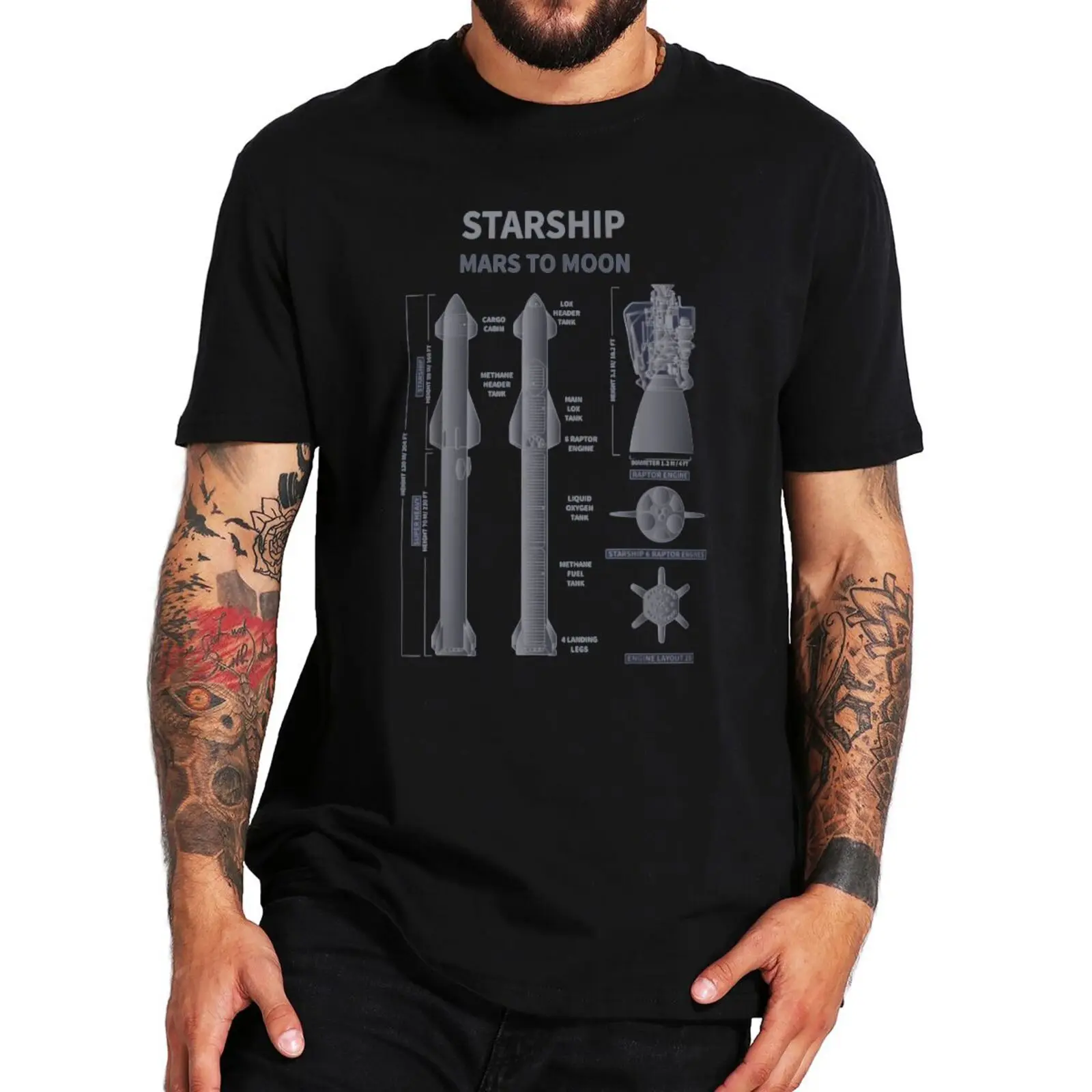 

Starship SN15 Mission To Mars Space Rocket Launch T Shirt Universe Science Fans Classic Tee Tops 100% Cotton Men's Tshirt