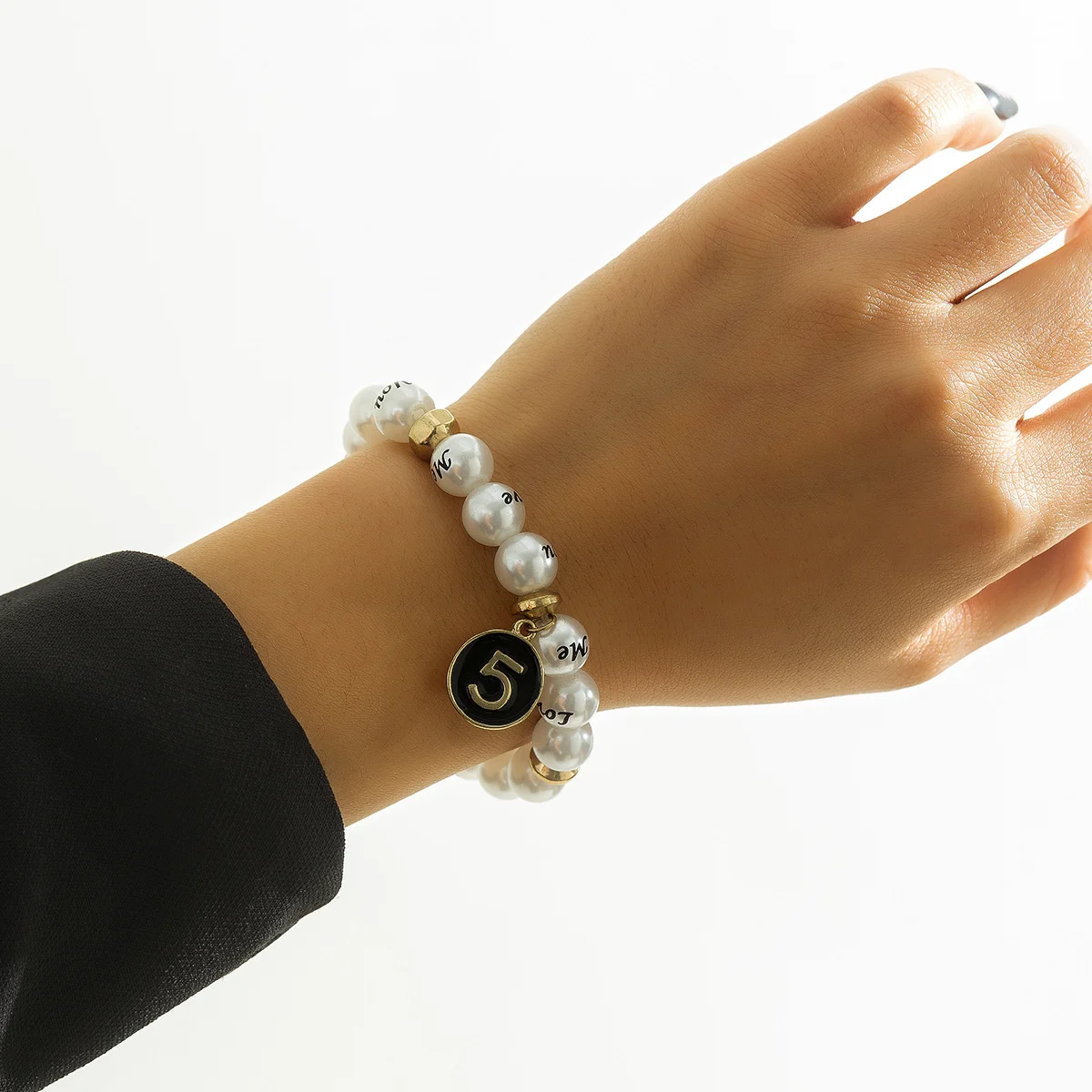 

Jewelry personality digital tag tower Pendant Bracelet women's simple imitation pearl letter Bracelet
