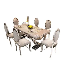 High Quality Stainless Steel Marble Slate Table and Chair Living Room Furniture
