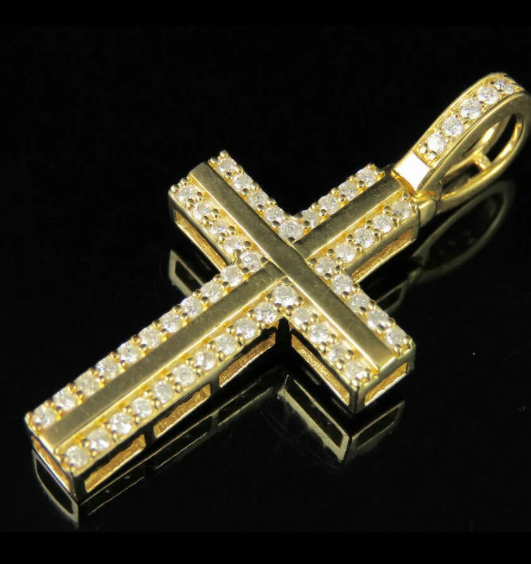 

ANGLANG Fashion Cross Pendants Gold&Silver Color Cubic Zirconia Jesus Cross Pendant Necklace Jewelry for Men/Women Wholesale