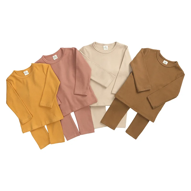 

Autumn Kids Sleepwear Winter Toddler Pajamas Sets Cotton Skinny Soft T-shirt Pants 2pcs Boys Girls Clothing Children Home Suits