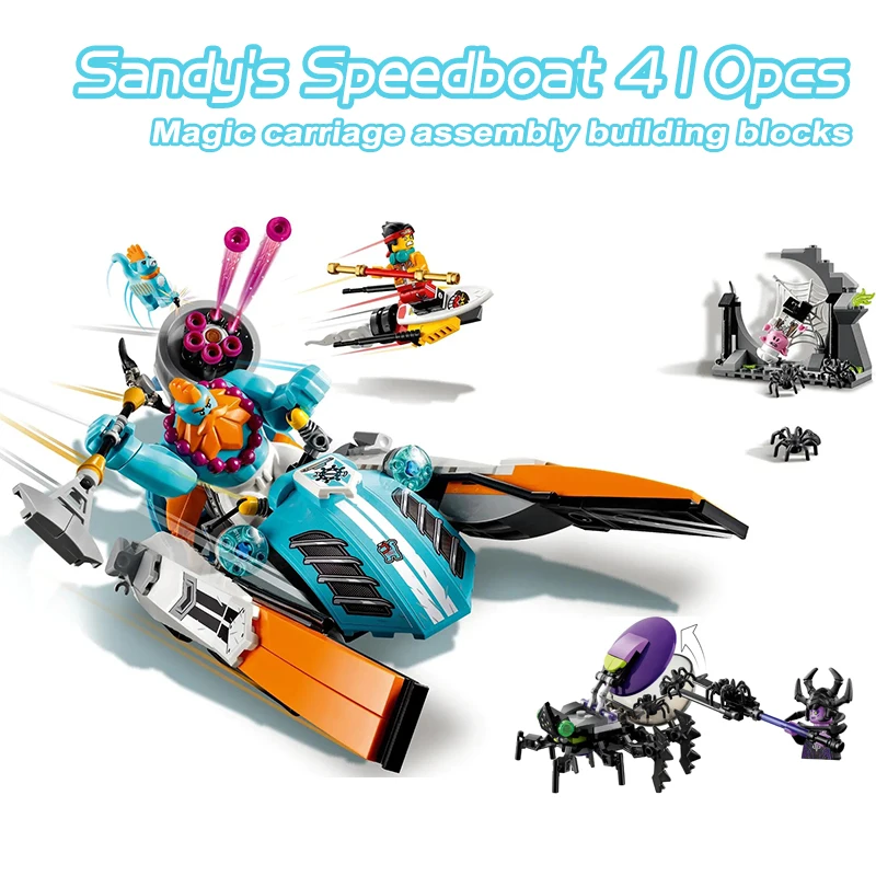 

Monkie Kid Series Sandy Speedboat Building Blocks Spider Cave Monkey King Figures Compatible 80014 Bricks Toys For Boy Gifts