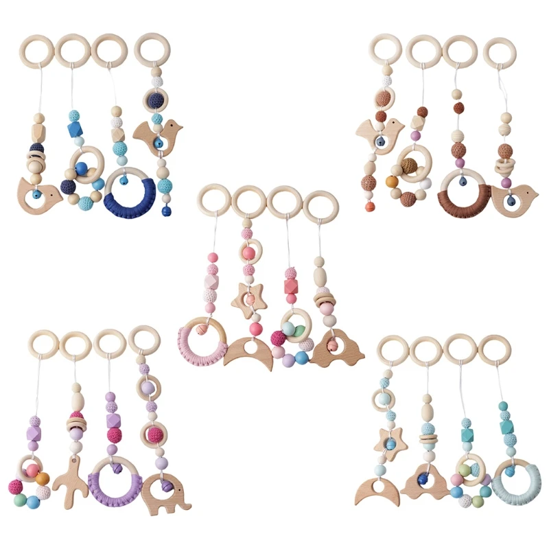 

4 Pcs/Set Baby Play Gym Frame Activity Hanging Pendants Fitness Rack Decorations Sensory Toys Stroller Ornaments Rattle