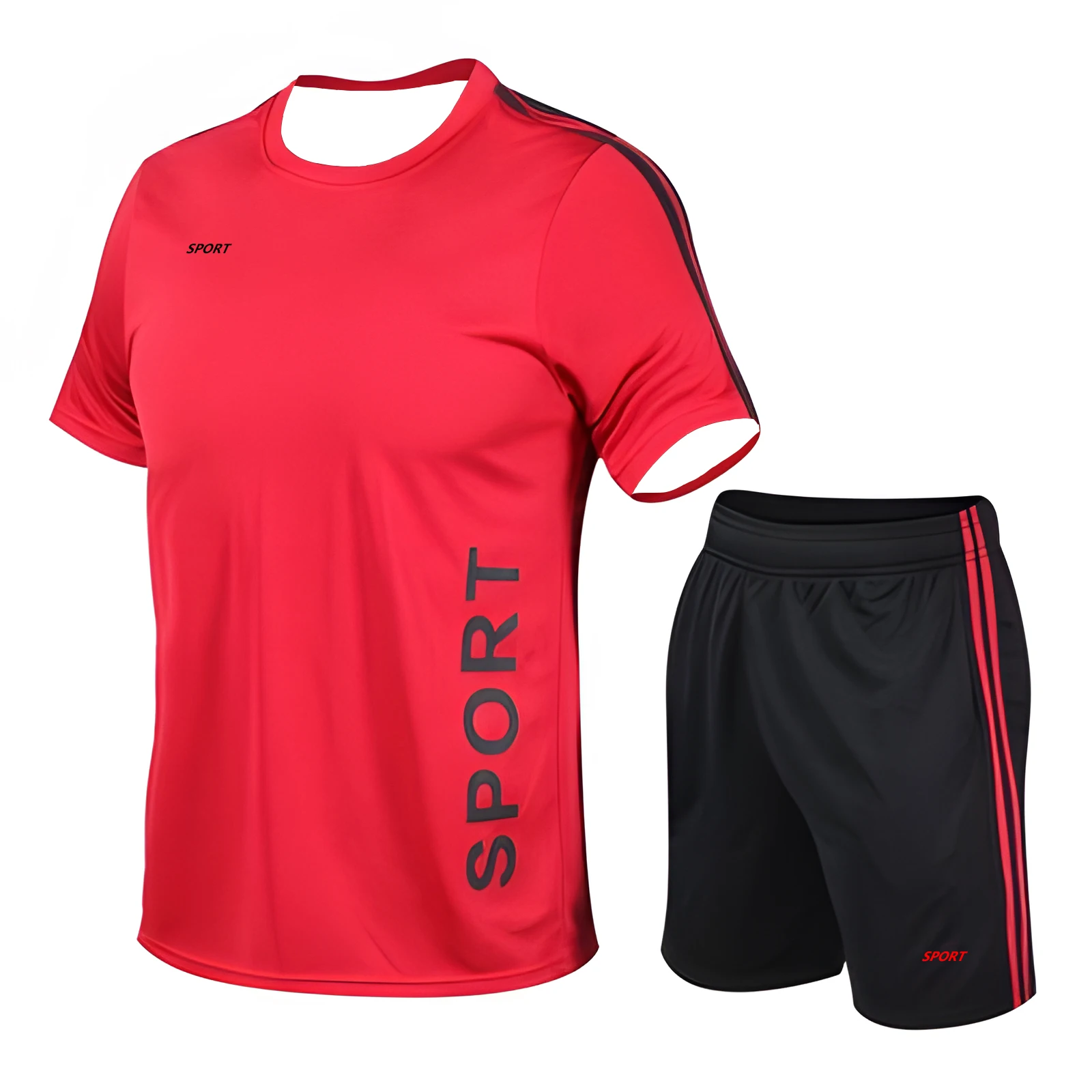 Summer Gym Sport Set Men Running Set Tracksuit Quick Dry Training Jogging Set Short Sleeve Fitness Suit Male Tight Sportswear