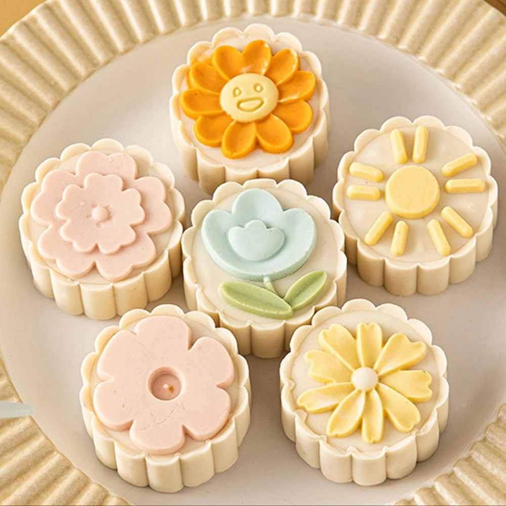 

Набор круглых форм для выпечки лунного торта, 6 видов, 50 г, средний осенний фестиваль, «сделай сам», ручная помадка, строительные инструменты ...