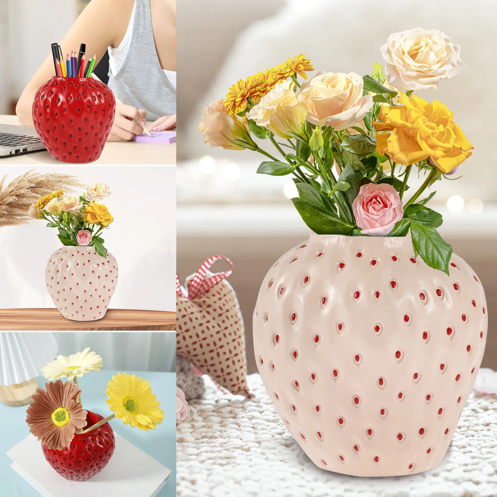 Керамическая Ваза В Форме Клубники 4 72 X 13 Дюйма Декоративный Цветочный Горшок С