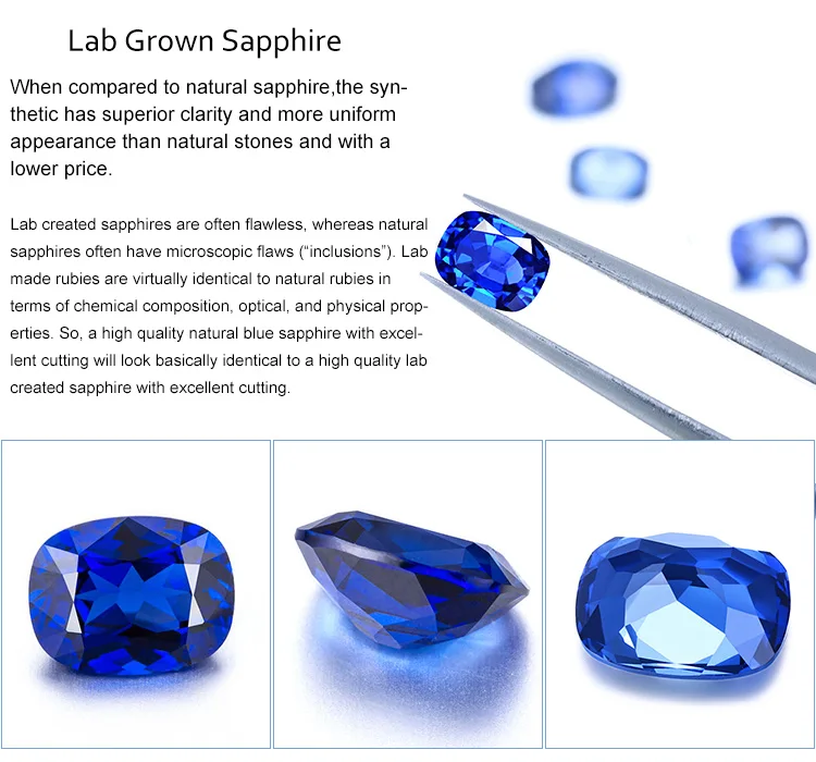 

Zhanhao 2022 Cut From Lab Created Sapphire Rough Man Made Blue Sapphire Gemstone Cushion Shape In Stock