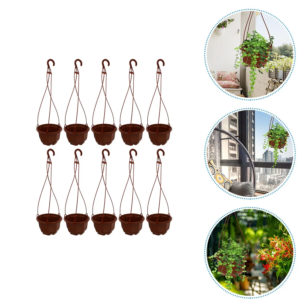 

10 Sets Hanging Flower Pots with Hooks Balcony Fence Railing Garden Hanging Planter