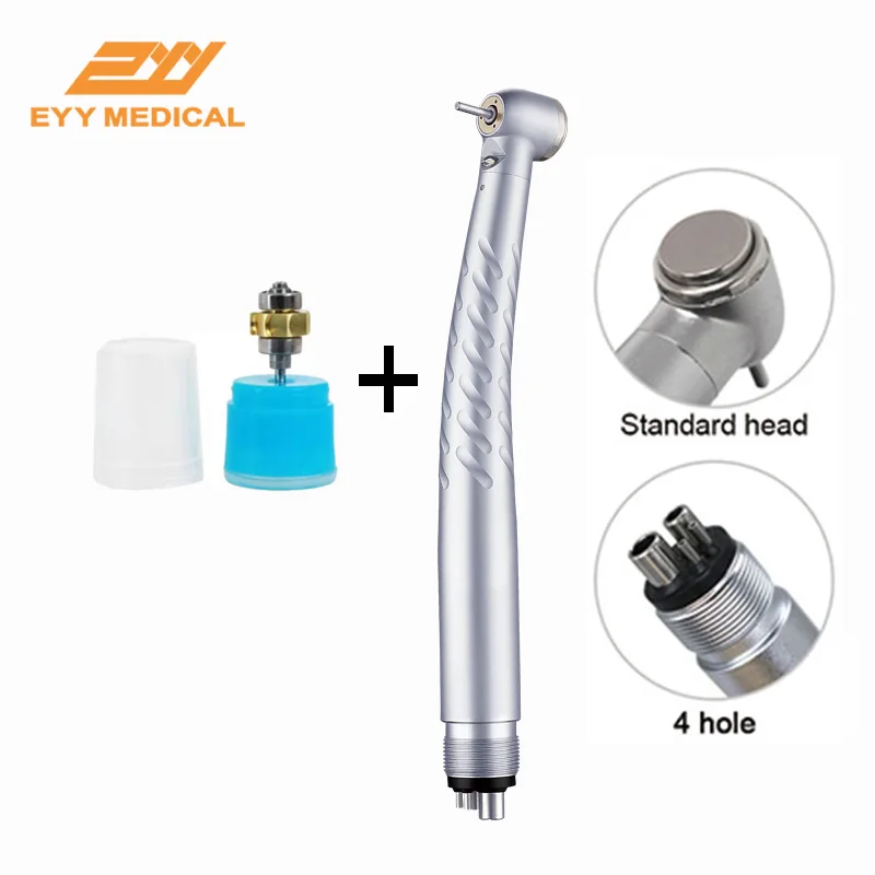 EYY Dental LED Turbine Handpiece withe E -Generator Push Button Big /Standard Head Cartridge Rotor 2/4 Hole