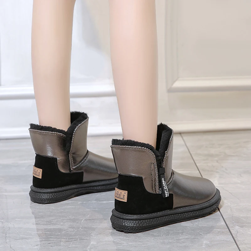 Зимние сапоги для женщин Зимняя обувь женская сапоги-женские кожаные ботинки до