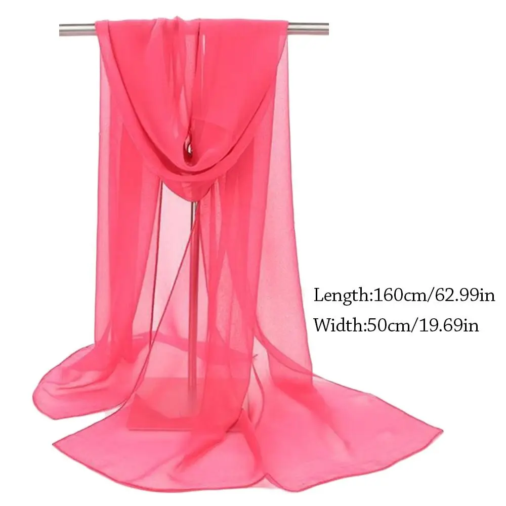 Женский фуляр однотонная шифоновая ранняя бандана элегантная длинная шаль