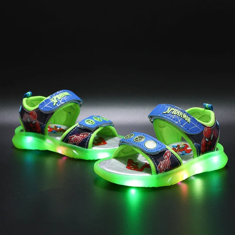 

Disney Cartoon Spiderman LED Sandals Fashion Luminous Glowing Kids Shoes Elegant Luminous Lighted Baby Children Sneaker