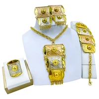 liffly luxury dubai african women wedding fashion jewelry sets big necklace bracelet earrings ring jewelry