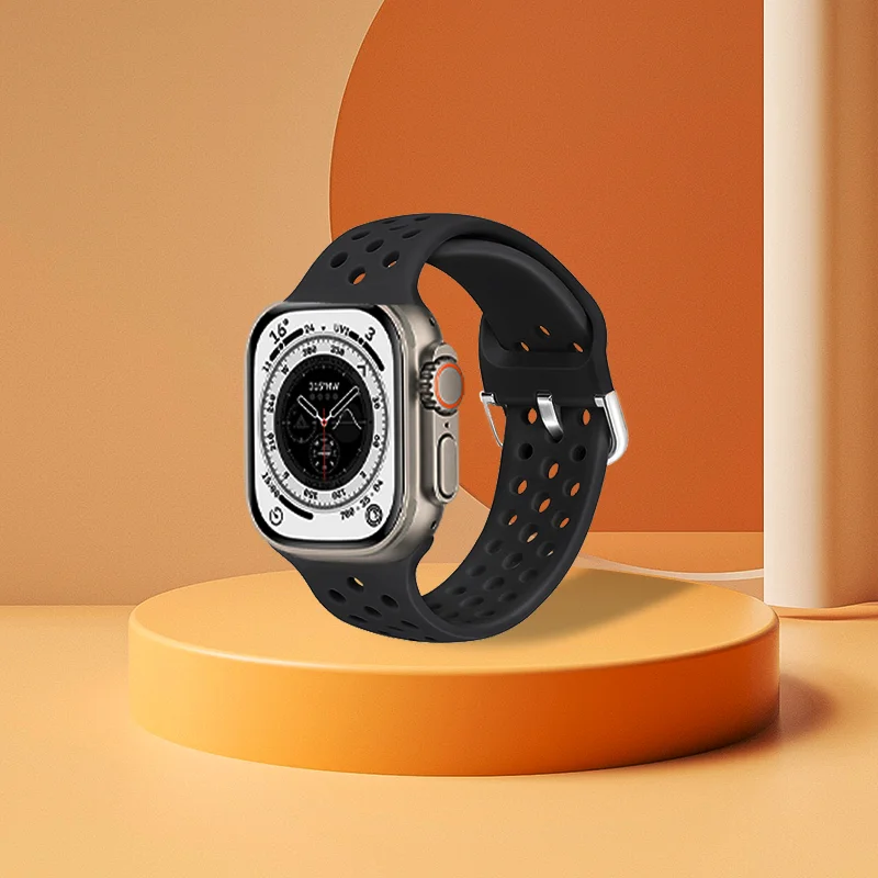 

Silicone Braided Loop for Apple Series8 Ultra Watch Strap 44mm 40mm 42mm 38mm Elastic Solo Bracelet Solid Color Band Accessories