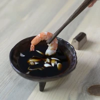 hand made tableware pottery plate creative three legged sauce plate japanese cuisine sushi snack plate customization