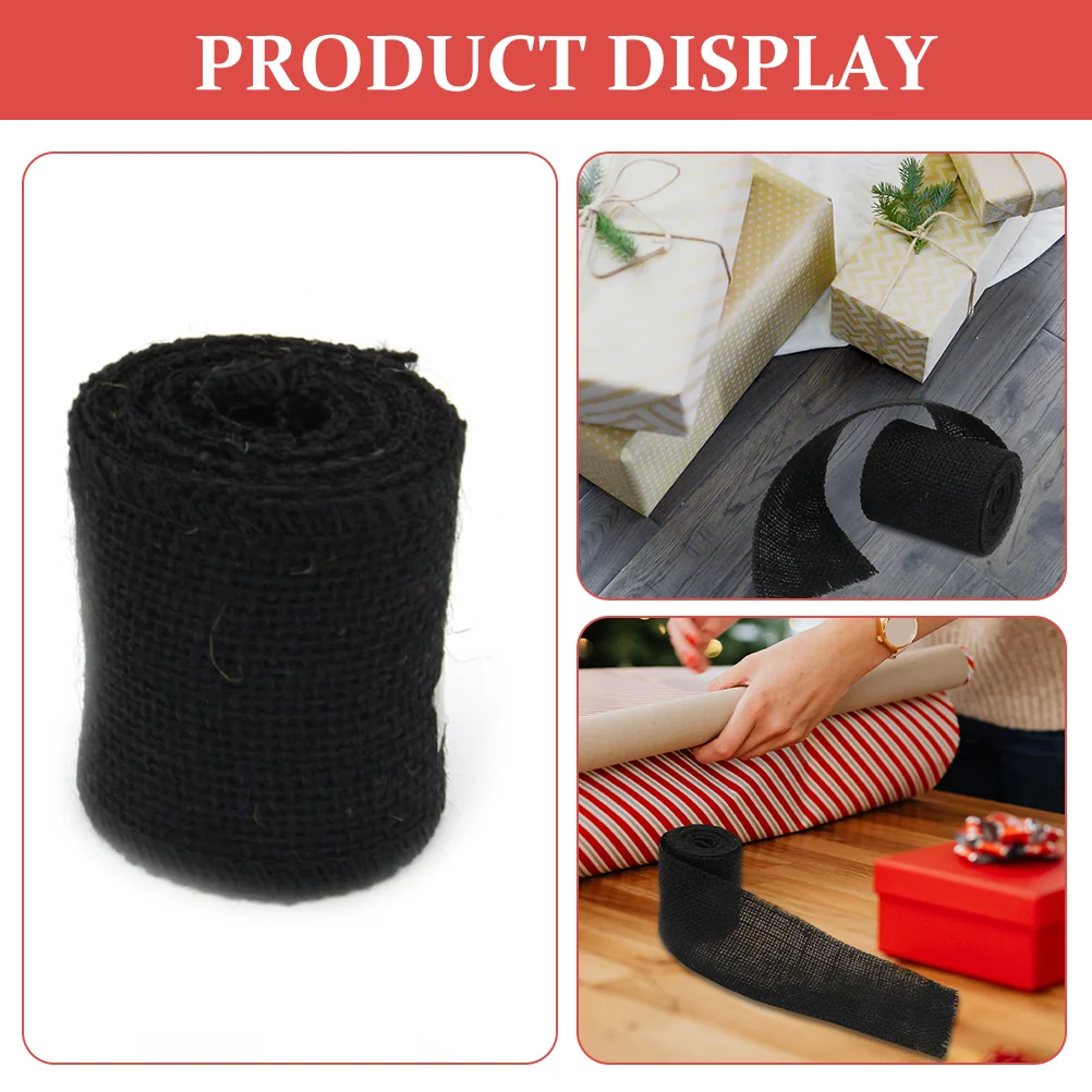 2 м черный свадебный декор Рождественская лента для поделок мешковина