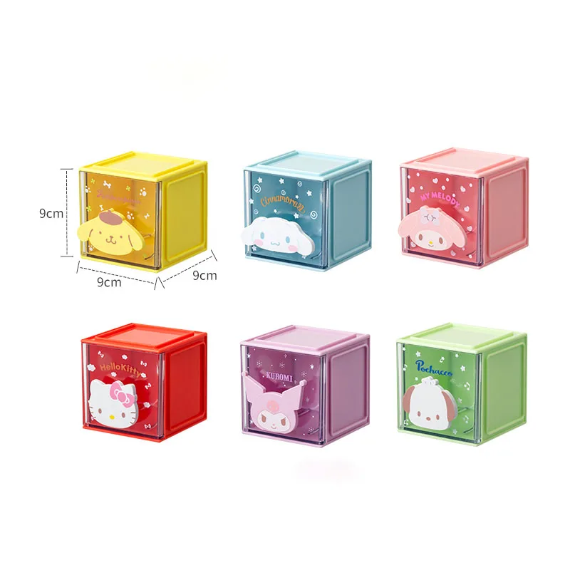 

Sanrio Storage Box Kawaii kuromi MyMelody Cinnamoroll HelloKittys Cartoon Creative Stacking Square Storage Box Cotton Swab Box