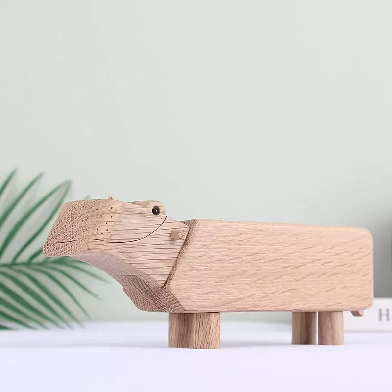 

Denmark birthday gifts crafts ornaments wooden toy Hippo pure wood Handmade spot birthday gift Home Decor Figurines