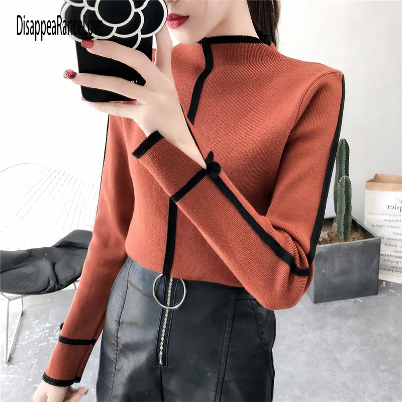 

DisappeaRanceLove Women Turtleneck Pullover Sweater Soft Jumper Long Sleeve Autumn Winter 2022 Warm Thick Slim Fit Tops