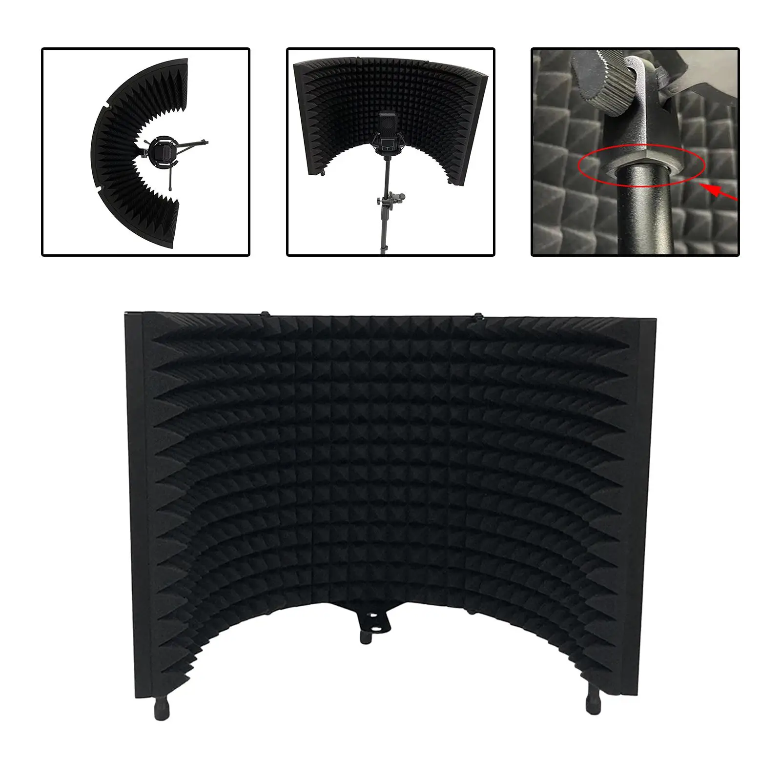 

Microphone Isolation Shield Reflector Soundproof High Density Foam Foldable Sound Filter for Recording Sound Absorbing Podcasts