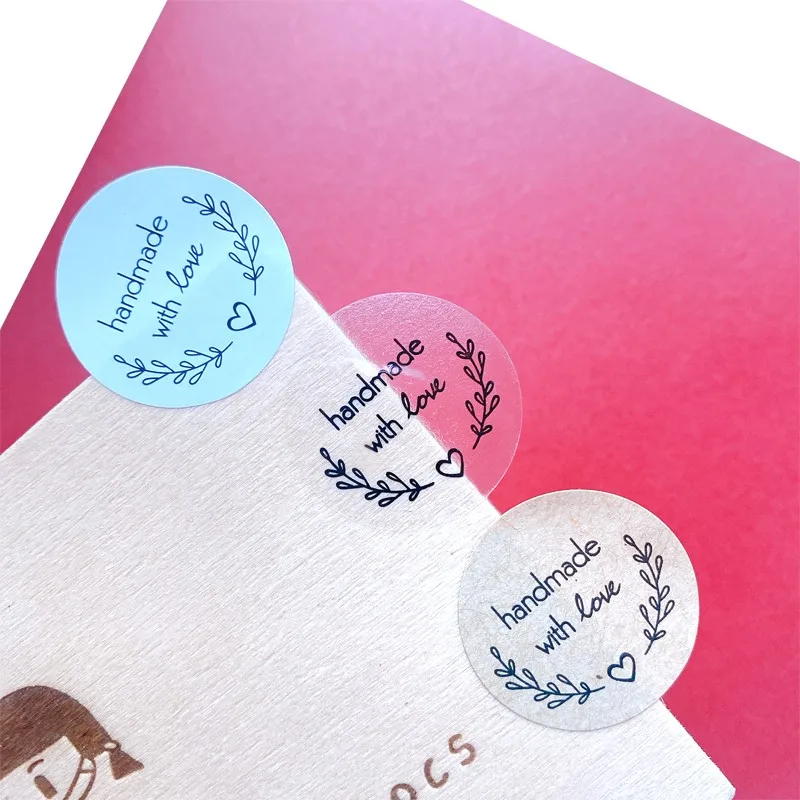 

160 PCS/lot Creative Love wreath Handmade with love Label Stickers For Gift Tag For Handmade Products DIY Multifunctional