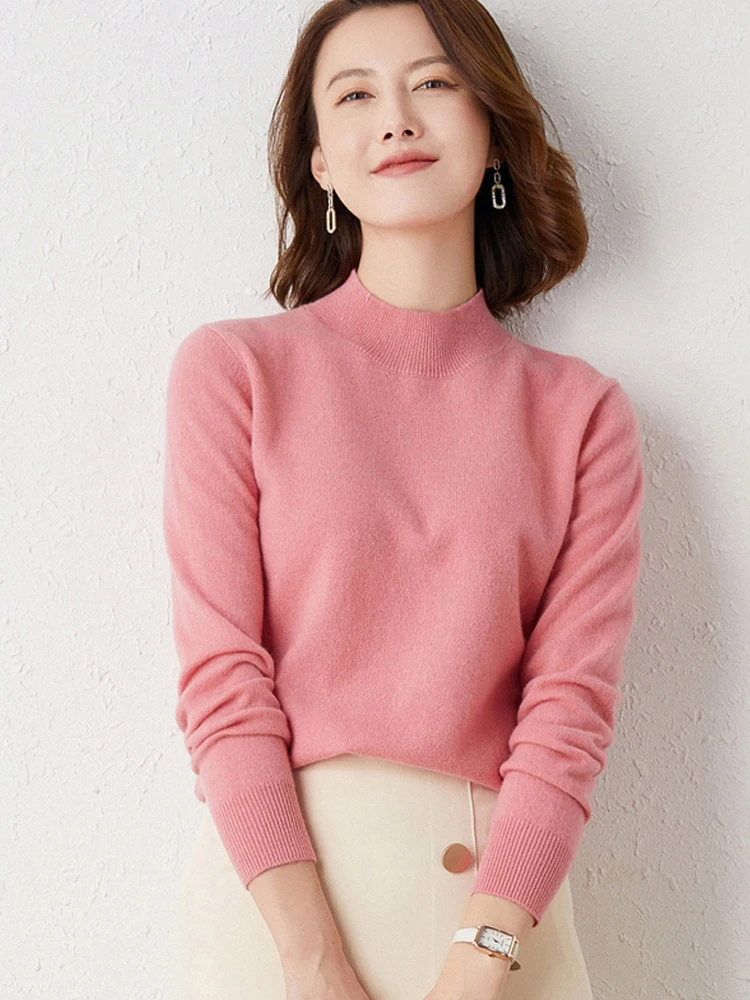 

New Autumn and Winter Pure Cashmere Turtleneck Sweater Women's Casual Soft Elegant Sweater Knitted Pullover New Top Pull Femme