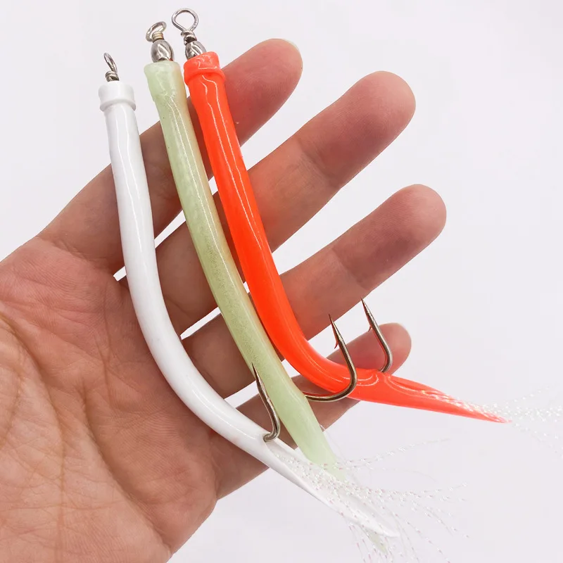

5pcs Stainless Steel Offset EEL Fishing Hooks Long Shank Crank Wobblers Jig Fishhooks for Jigging Bass Trout Fishing