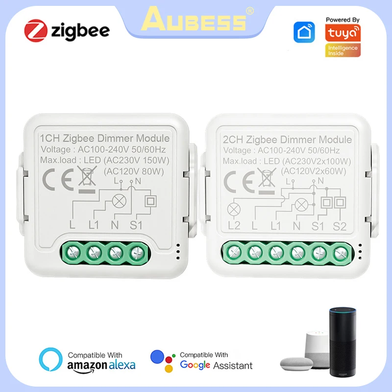 

Умный диммер Tuya ZigBee3.0, модуль переключателя с дистанционным управлением голосом и таймером, работает с приложением Tuya smart Life и Alexa и Google Home