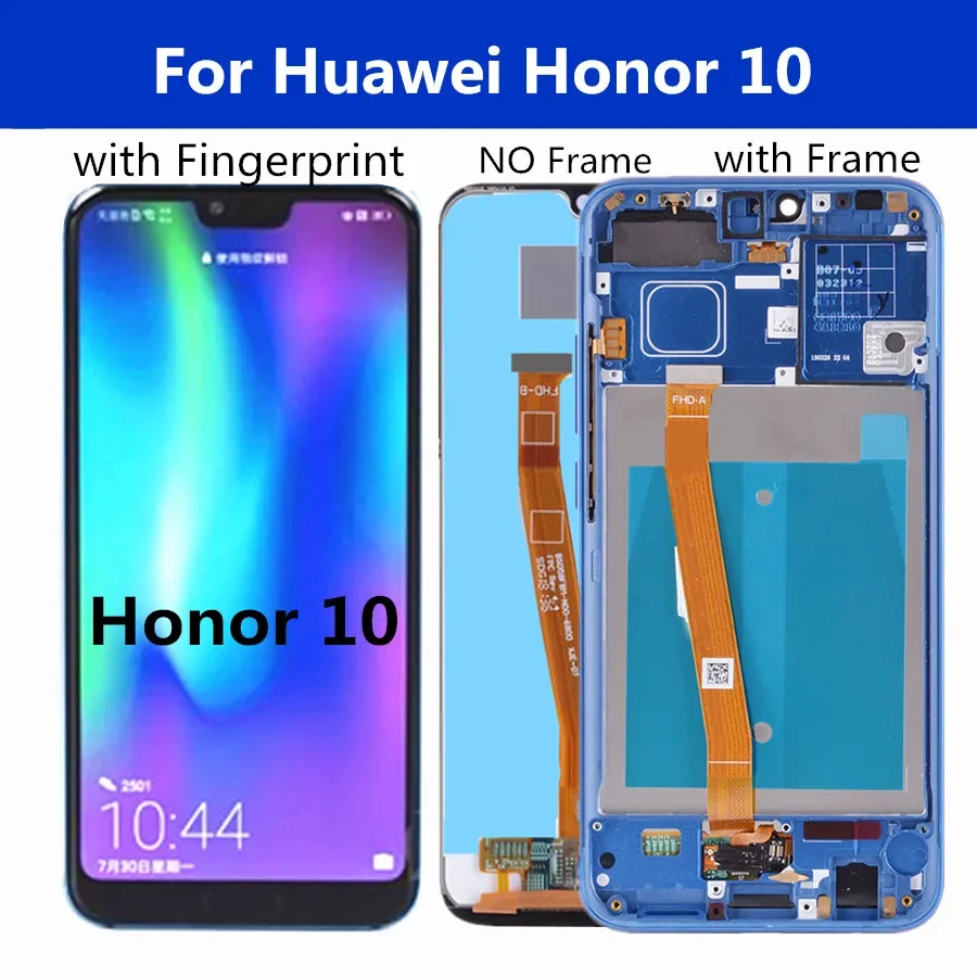 5 84 ''с ЖК-дисплеем с отпечатками пальцев для Huawei Honor 10 ЖК-дисплей дигитайзером