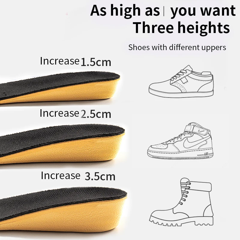 Height Increase Insoles for Women Men Deodorizing Breathable Orthopedic Insoles Shock Absorption Pads images - 6