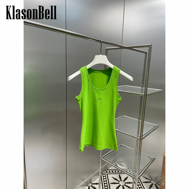 

7,20 KlasonBell вышивка украшение стрейч тонкий Джерси флуоресцентный зеленый Топ для женщин