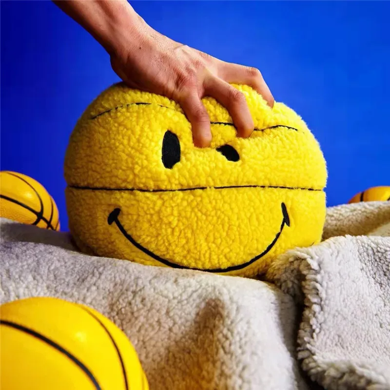 

32cm Creative Smile Ball Plush Toy Cute Basketball Pillow Car Home Decor Basketball Doll Smiley Ball Vent Throw Doll Pillow Toy