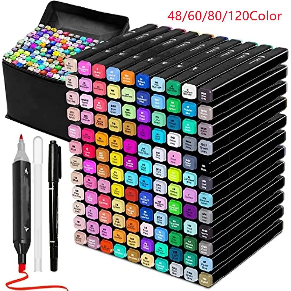 18/24/30/40/60/80/120 Colors Single Art Markers Brush Pen Sketch Alcohol Based Markers Dual Head Manga Drawing Pens Art Supplies