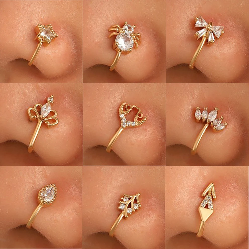 

1pcs Piercing Nariz Nose Rings for Women Hoop Cartilage Tragus Helix Small Piercing 24K Gold Nose Rings Body Jewelry Accessories