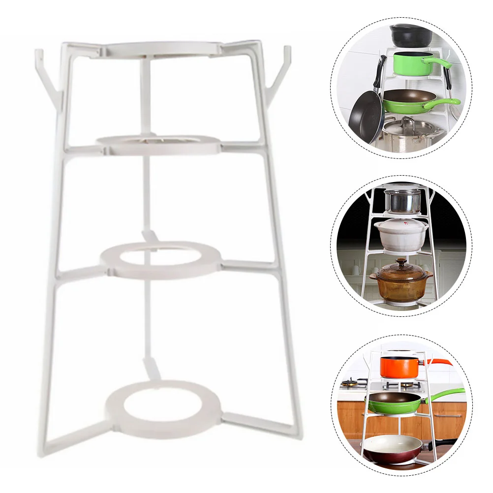

Rack Pot Organizer Holder Pan Lid Storage Cabinet Duty Heavy Cutting Board Cookware Pantry Cover Saucepan Organization Frying