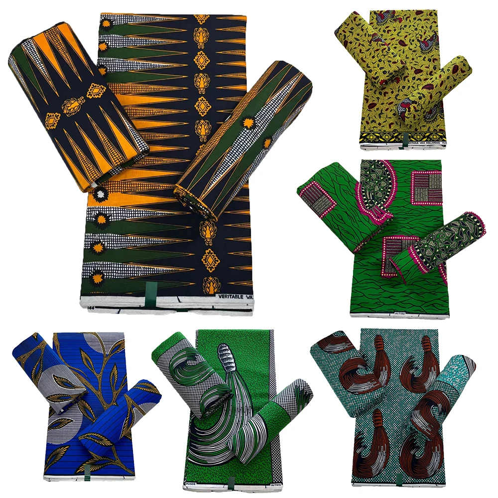 Африканская восковая ткань для женщин 6 ярдов 2023 восковая высококачественная ткань из Анкары восковая печать для шитья платья 100% хлопчатоб...