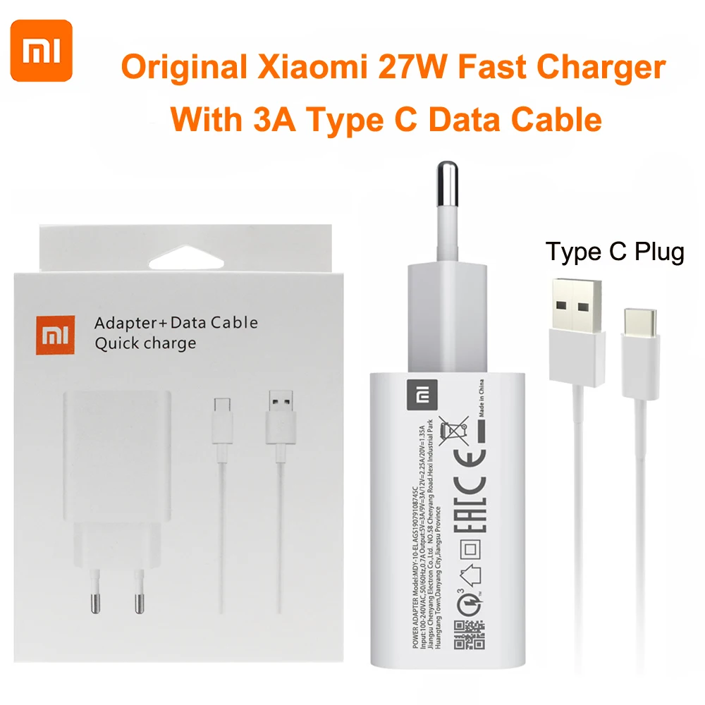 

Xiaomi Fast Charger 27W Original EU USB Adapter QC 4.0 Turbo Quick Charge Type C Cable For Mi 9 9t Pro K20 Pro Mi Note 10 Lite