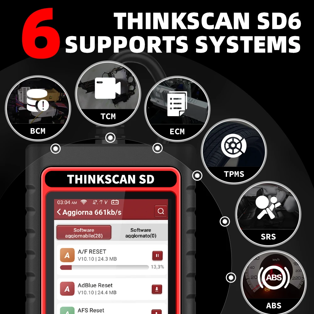 Сканер ThinkCar ThinkScan SD6 ABS SRS ECM TCM BCM IC OBD2 с A/F 28 инструмент для сброса бессрочный