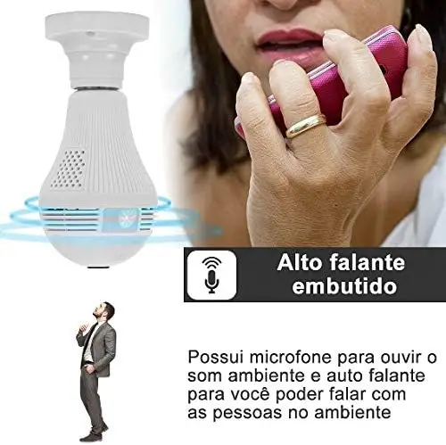

2023 NEW Câmera lâmpada espiã segurança com visão noturna sensor de presença alarme e alerta no celular android e ios
