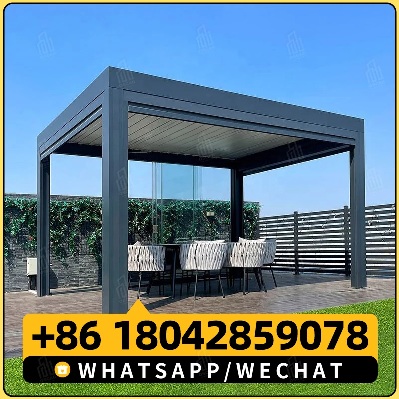 Современная уличная алюминиевая Жалюзийная беседка для сада железная Пергола
