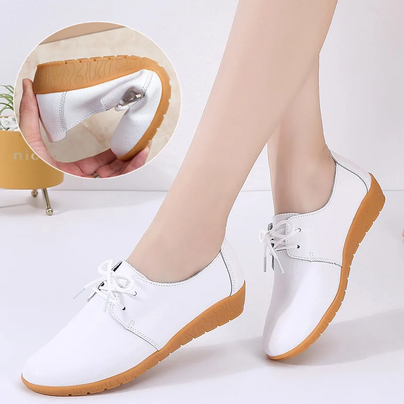 

2022 Autumn Winter Women Oxford Shoes Ballerina Flats Shoes Women Genuine Pu Shoes Moccasins Lace Up Loafers Zapatos Mujer Wild
