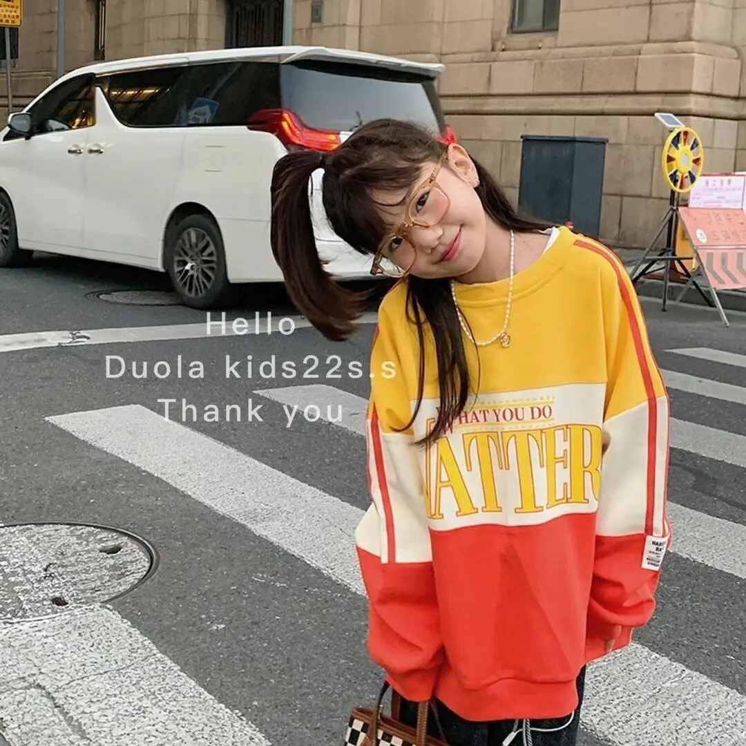 

Свитшот в стиле ретро для девочек-подростков, Повседневная модная одежда в Корейском стиле, топы с надписью для девочек-подростков, осень 2022